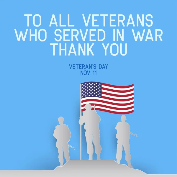 Veterans Day Poster Inscription All Veterans Who Served War Thank — Stock Vector