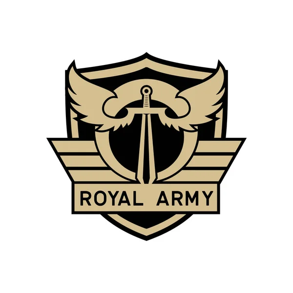 Logotipo Emblema Exército Real Isolado Fundo Branco Ilustração Vetorial —  Vetores de Stock