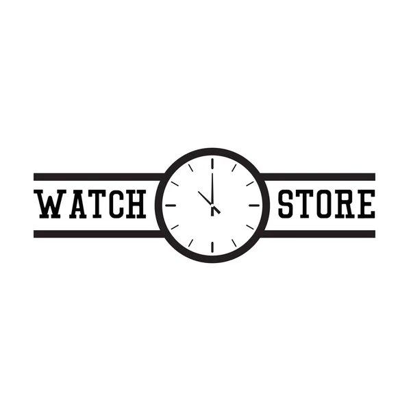 Negro Logo Tienda Relojes Aislado Blanco Vector Ilustración — Archivo Imágenes Vectoriales