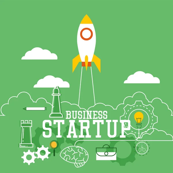 Ilustração Vetorial Lettering Business Startup Conceito Comercial — Vetor de Stock