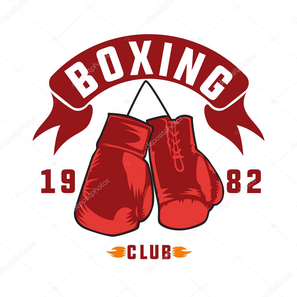 Boxing club emblem isolated on white background