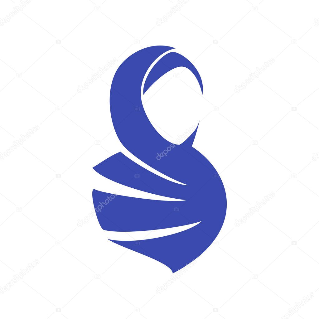 hijab logo isolated on white background, vector illustration