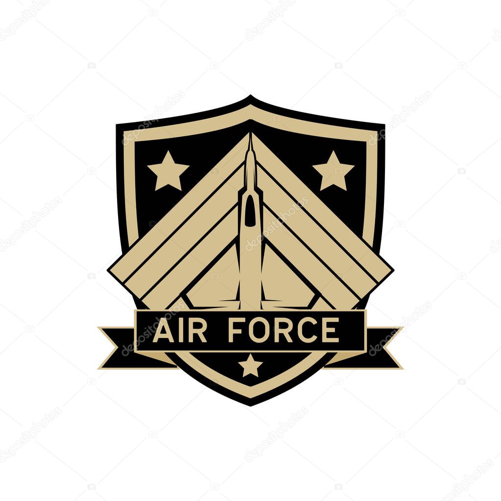 air force emblem, army badge logo isolated on white background, vector illustration  