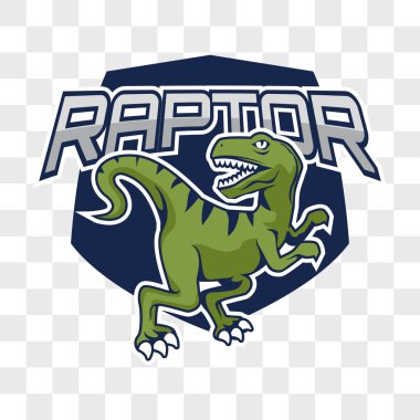 saydam arka plan üzerinde izole raptor dinozor. vektör çizim