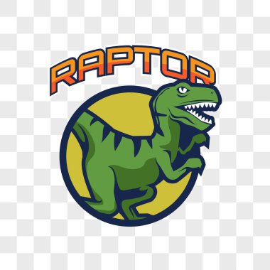 saydam arka plan üzerinde izole raptor dinozor. vektör çizim
