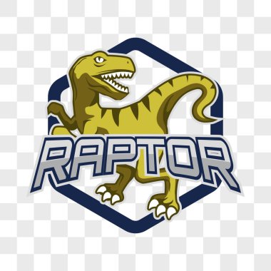 saydam arka plan üzerinde izole raptor dinozor. vektör çizim