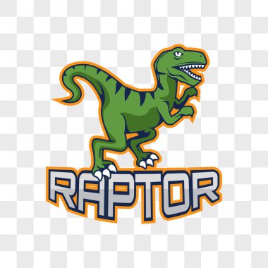 saydam arka plan üzerinde izole raptor dinozor. vektör çizim