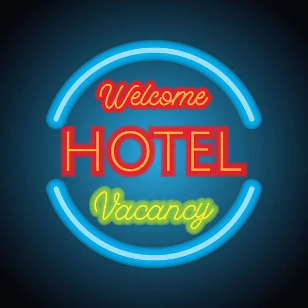 Hotel Motel Neon Sign Plank Vector Illustration — Stock Vector