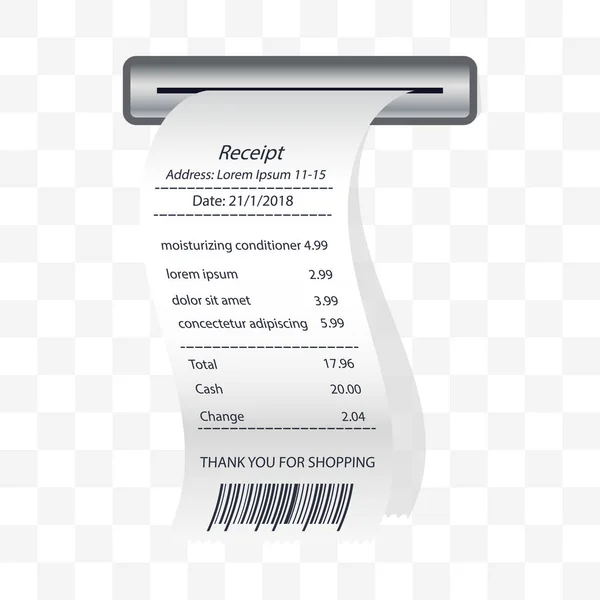 Moisturizing Conditioner Receipt Printed Paper Financial Check Vector Illustration — Stock Vector