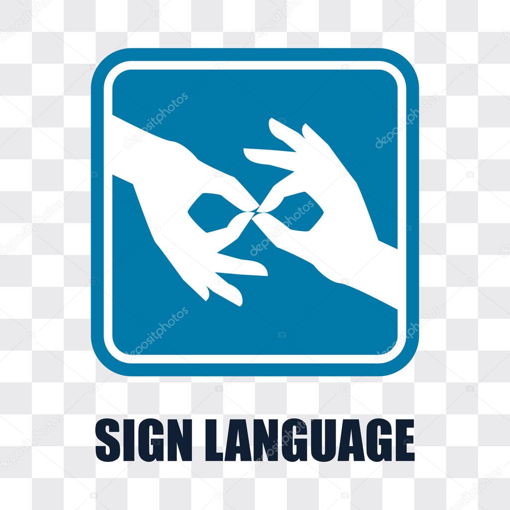 hand with sign language gesture on transparent background. vector illustration