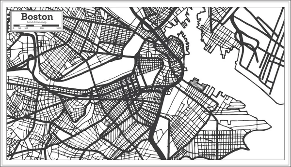 Boston Usa Várostérkép Retro Stílusban Körvonal Megjelenítése Vektoros Illusztráció — Stock Vector