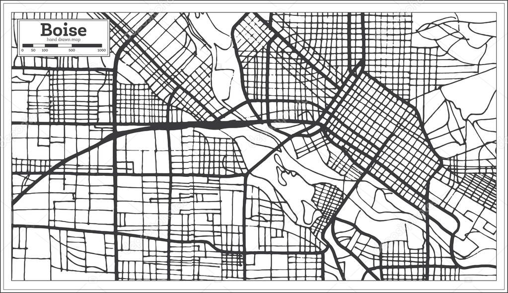 Boise USA City Map in Retro Style. Outline Map. Vector Illustration.