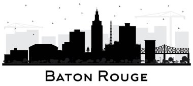 Baton Rouge Louisiana şehir manzarası siluet siyah üzerinde beyaz izole binalar. Vektör çizim. İş seyahat ve Turizm kavramı Modern mimariye sahip. Baton Rouge ABD Cityscape yerler ile.
