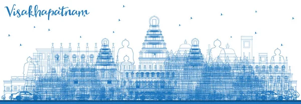 Overzicht Visakhapatnam India Skyline Met Blauwe Gebouwen Vectorillustratie Zakelijke Reizen — Stockvector