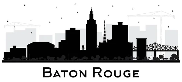 Baton Rouge Louisiana City Skyline Silhouette Con Edifici Neri Isolati — Vettoriale Stock