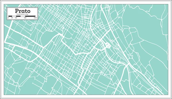 Prato Mappa Città Italia Stile Retrò Mappa Del Contorno Illustrazione — Vettoriale Stock