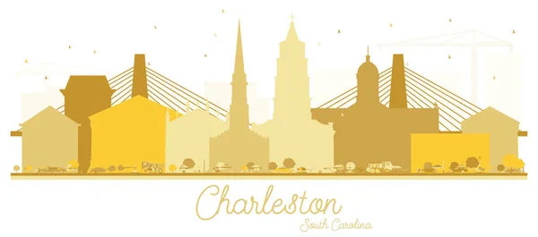 Charleston South Carolina City Skyline Arany Sziluettje Vektoros Illusztráció Egyszerű — Stock Vector