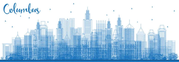 Esquema Columbus Ohio Skyline Con Edificios Azules Ilustración Vectorial Concepto — Vector de stock