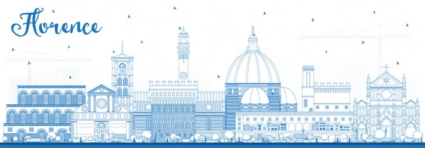 Delinear Florencia Italia Ciudad Skyline Con Edificios Azules Ilustración Vectorial — Vector de stock