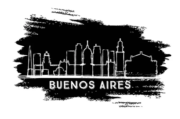 Buenos Aires Argentina City Skyline Silhouette Croquis Dessiné Main Business — Image vectorielle