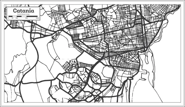 レトロなスタイルでカターニア イタリア都市マップ 概要地図 ベクトル図 — ストックベクタ