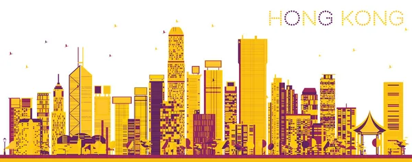 色の建物と抽象的な香港中国スカイライン ベクトルの図 ビジネス旅行と観光コンセプト モダンな建築 香港香港市街のランドマークと — ストックベクタ