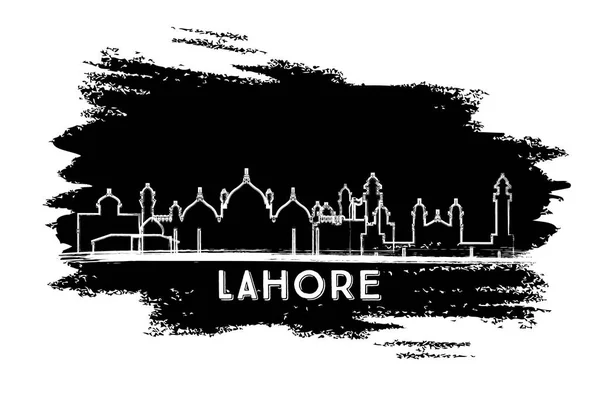 Lahore Pákistán City Panorama Silueta Ručně Tažené Skica Služební Cesty — Stockový vektor