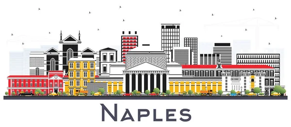 Nápoles Italia Ciudad Skyline Con Edificios Color Aislado Blanco Ilustración — Vector de stock