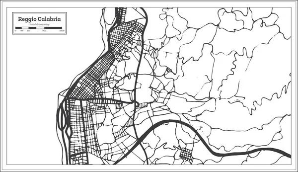 Reggio Calabria Italia Mappa Città Retro Style Mappa Del Contorno — Vettoriale Stock