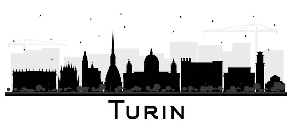 Turín Italia City Skyline Silhouette Con Edificios Negros Aislados Blanco — Archivo Imágenes Vectoriales