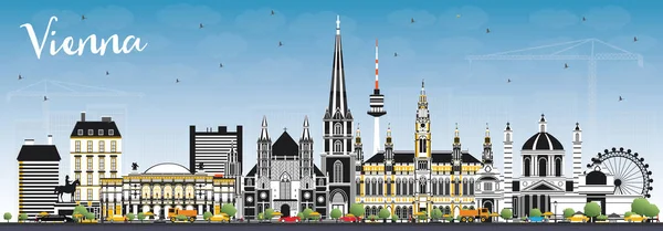 Viena Austria City Skyline Con Edificios Color Cielo Azul Ilustración — Archivo Imágenes Vectoriales