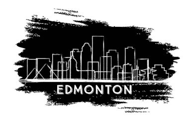 Edmonton Kanada şehir manzarası siluet. Elle çizilmiş kroki. İş seyahat ve Turizm kavramı tarihi mimarisi ile. Vektör çizim. Edmonton Cityscape yerler ile.