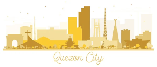 Золотой Силуэт Кесон Сити Векторная Иллюстрация Простая Плоская Концепция Туристической — стоковый вектор