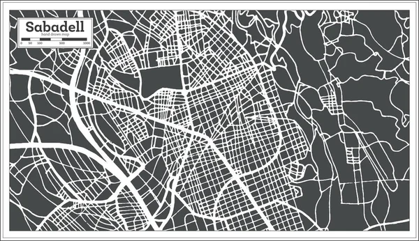 Sabadell Espanha Mapa Cidade Estilo Retro Mapa Contorno Ilustração Vetorial —  Vetores de Stock