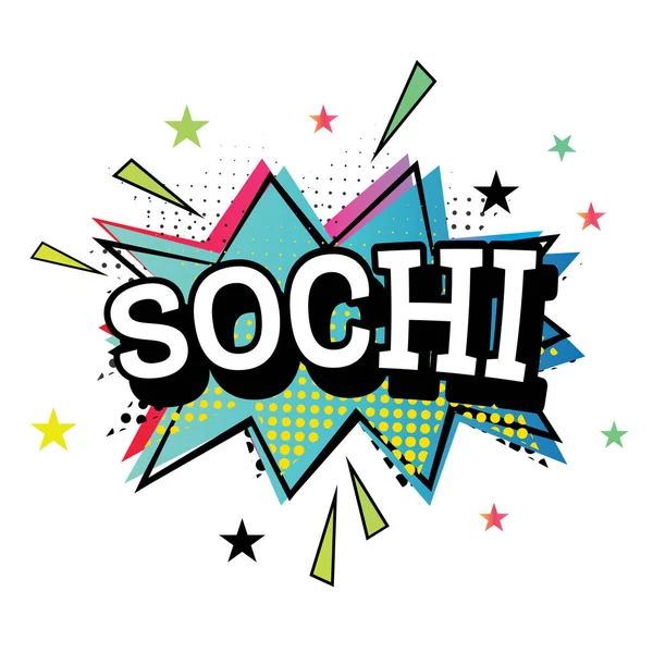 Sochi Comic Text Pop Art Style Inglés Ilustración Vectorial — Vector de stock