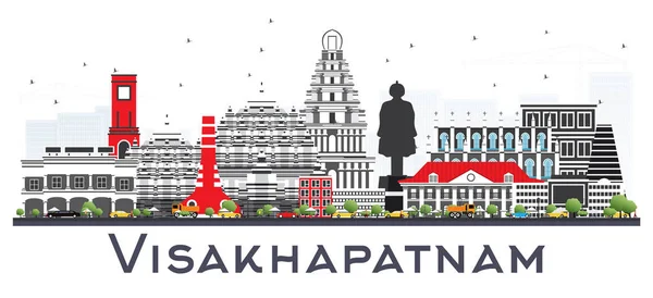 Visakhapatnam Skyline Mit Grauen Gebäuden Isoliert Auf Weiß Vektorillustration Geschäftsreise — Stockvektor