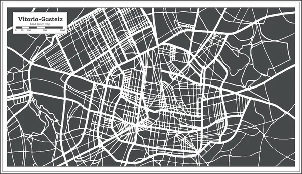 Vitoria Gasteiz Spagna Mappa Città Retro Style Mappa Del Contorno — Vettoriale Stock