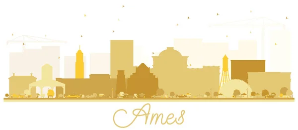 Ames Iowa Skyline Silueta Dorada Ilustración Vectorial Concepto Plano Simple — Vector de stock