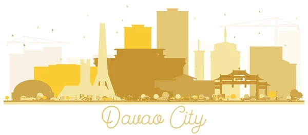 Davao City Skyline Silueta Dorada Ilustración Vectorial Concepto Plano Simple — Vector de stock