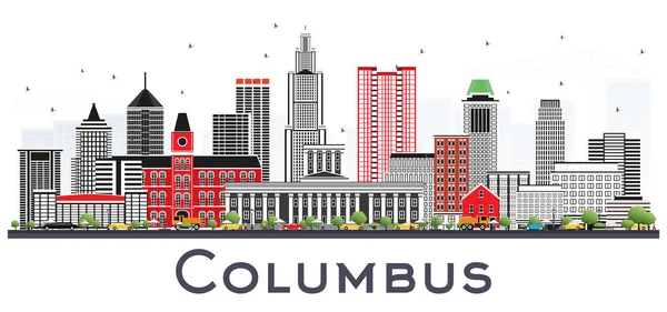 Columbus Ohio manzarası ile gri beyaz izole binalar. Vektör çizim. İş seyahat ve Turizm kavramı Modern mimariye sahip. Columbus Cityscape yerler ile.