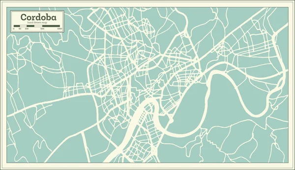 Карта Города Кордова Стиле Ретро Карта Контуров Векторная Миграция — стоковый вектор