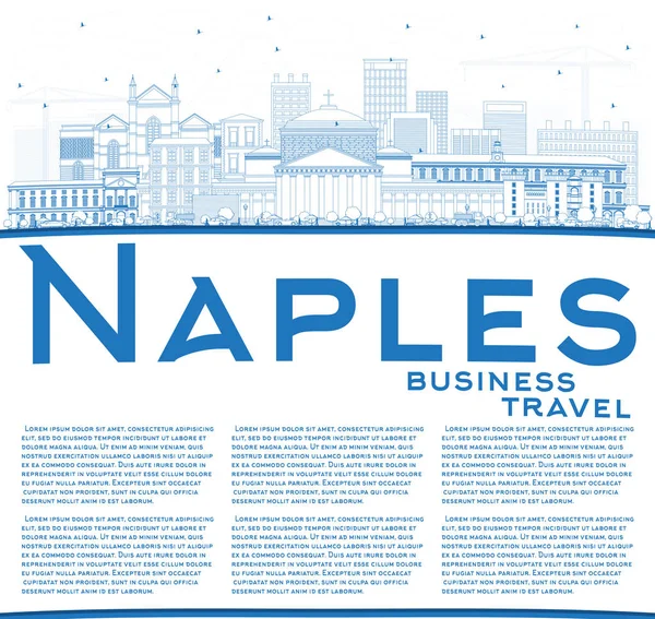 Outline Napoli Italia City Skyline Con Edifici Blu Copia Dello — Vettoriale Stock