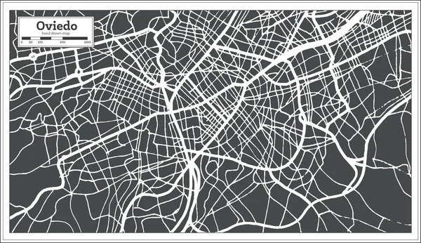 Oviedo Espanha Mapa Cidade Estilo Retro Mapa Contorno Ilustração Vetorial — Vetor de Stock