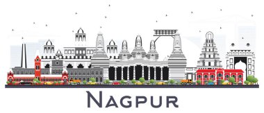 Nagpur Hindistan şehir manzarası ile gri beyaz izole binalar. Vektör çizim. İş seyahat ve Turizm kavramı tarihi mimarisi ile. Nagpur Cityscape yerler ile.