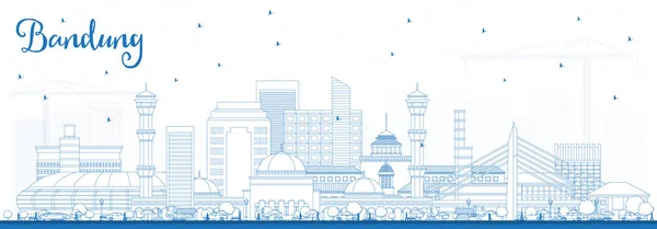 Outline Bandung Indonesia City Skyline Con Blue Buildings Illustrazione Vettoriale — Vettoriale Stock