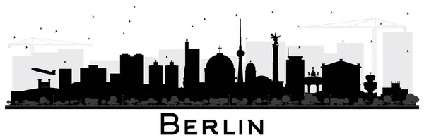 Βερολίνο Γερμανία Στον Ορίζοντα Σιλουέτα Μαύρα Κτίρια Απομονωμένα Λευκό Εικονογράφηση — Διανυσματικό Αρχείο