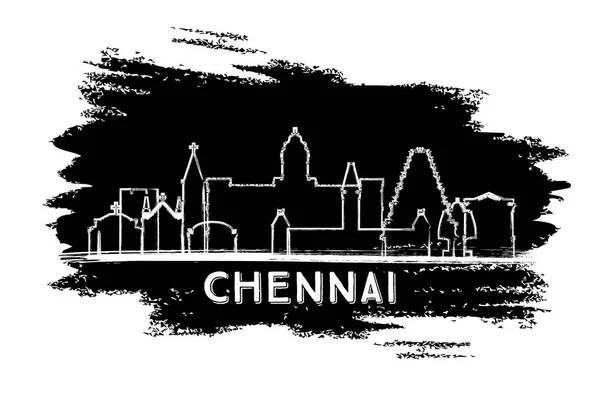 Chennai India City Skyline Silhouette Boceto Dibujado Mano Concepto Viajes — Vector de stock