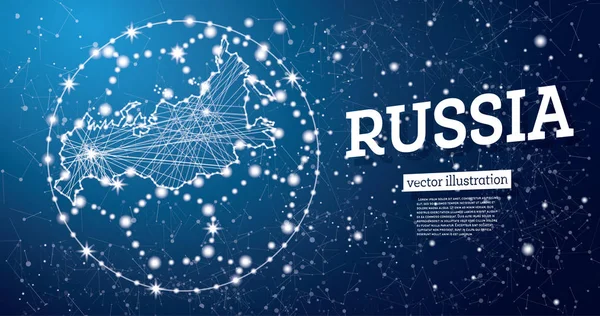 Fußball Mit Landkarte Von Russland Auf Blauem Hintergrund Vektorillustration — Stockvektor