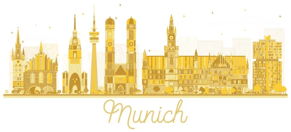 Munich Germany City Skyline Golden Silhouette Vector Illustration Simple Flat — Stock Vector
