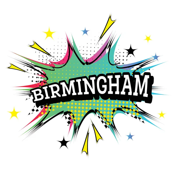 Birmingham Texto Cómico Estilo Pop Art Ilustración Vectorial — Archivo Imágenes Vectoriales